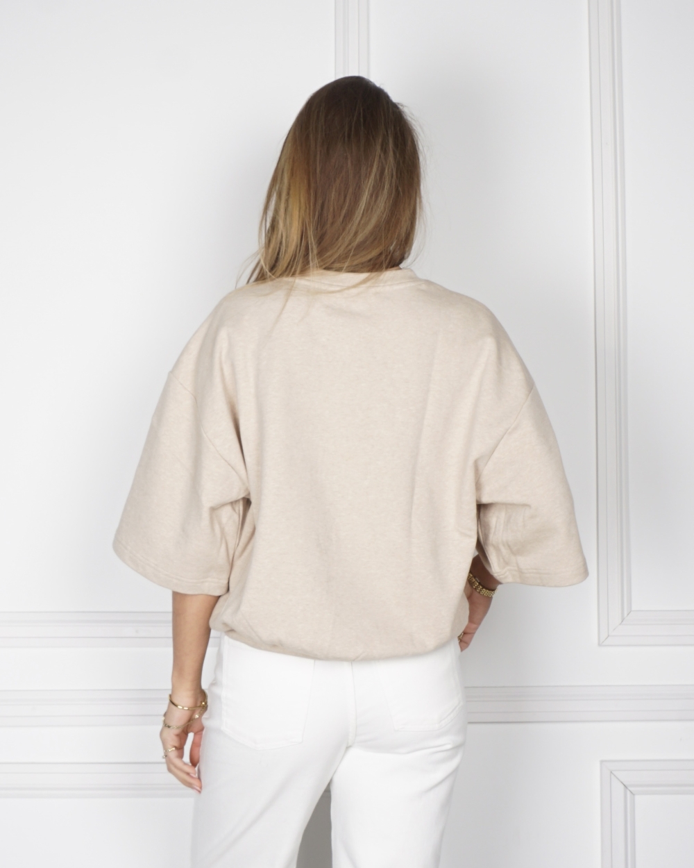 SWEATSHIRT MET KORTE WIJDE MOUWEN 