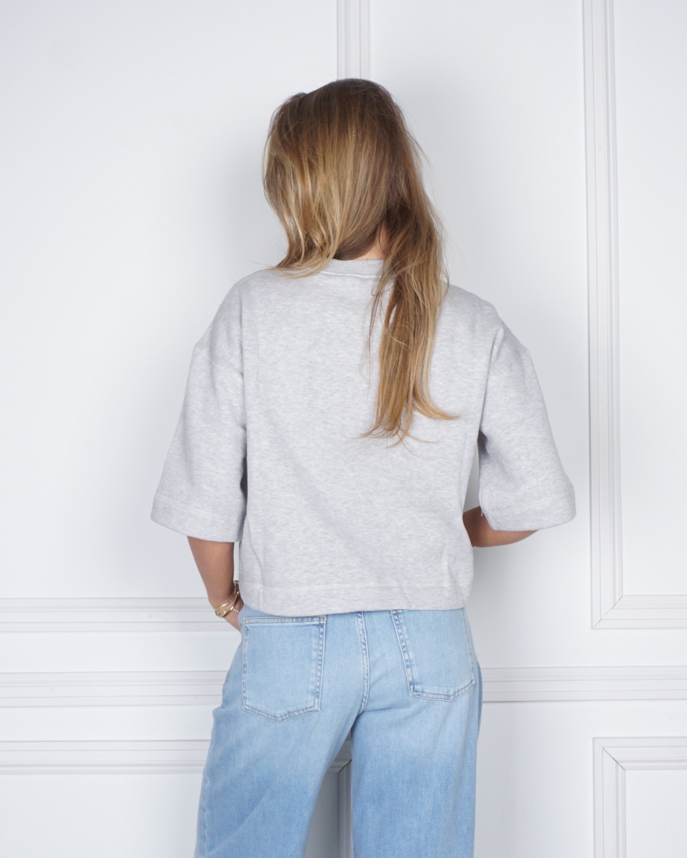 SHORT SLEEVE SWEATSHIRT GRIJS