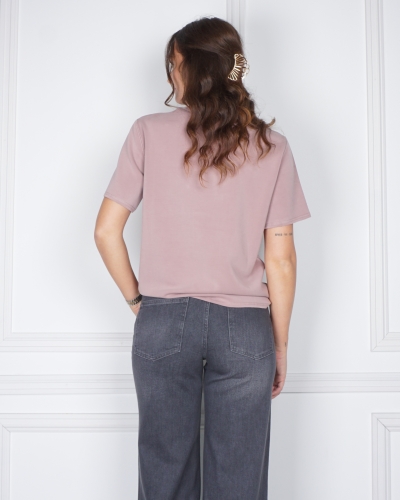 T-SHIRT MET KORTE MOUWEN MAUVE