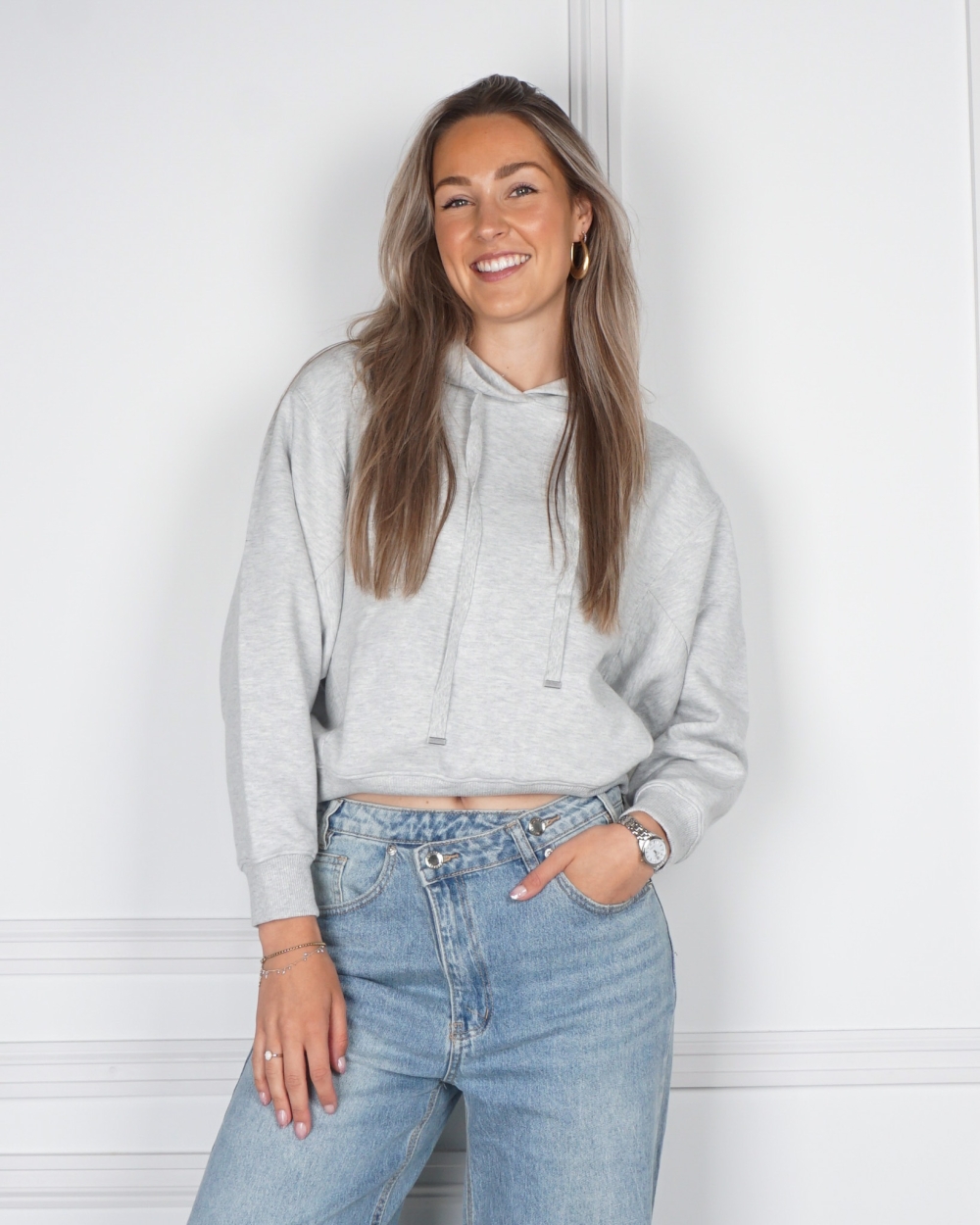 ZACHTE HOODIE MET KOORDDETAILS