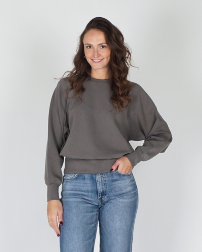 YAYA SWEATER MET RIB DONKERGRIJS
