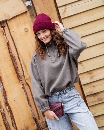 YAYA BALLOON SLEEVE MET ZIP DONKERGRIJS