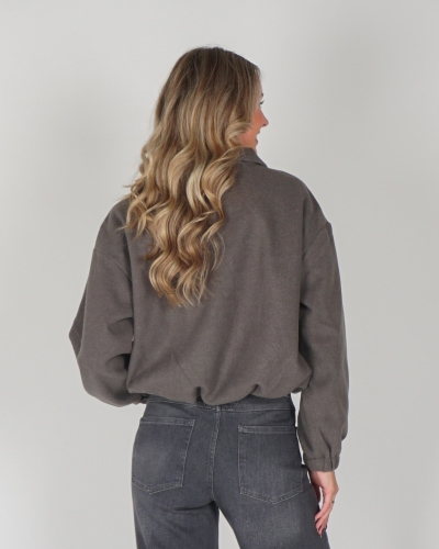 BALLOON SLEEVE MET ZIP DONKERGRIJS