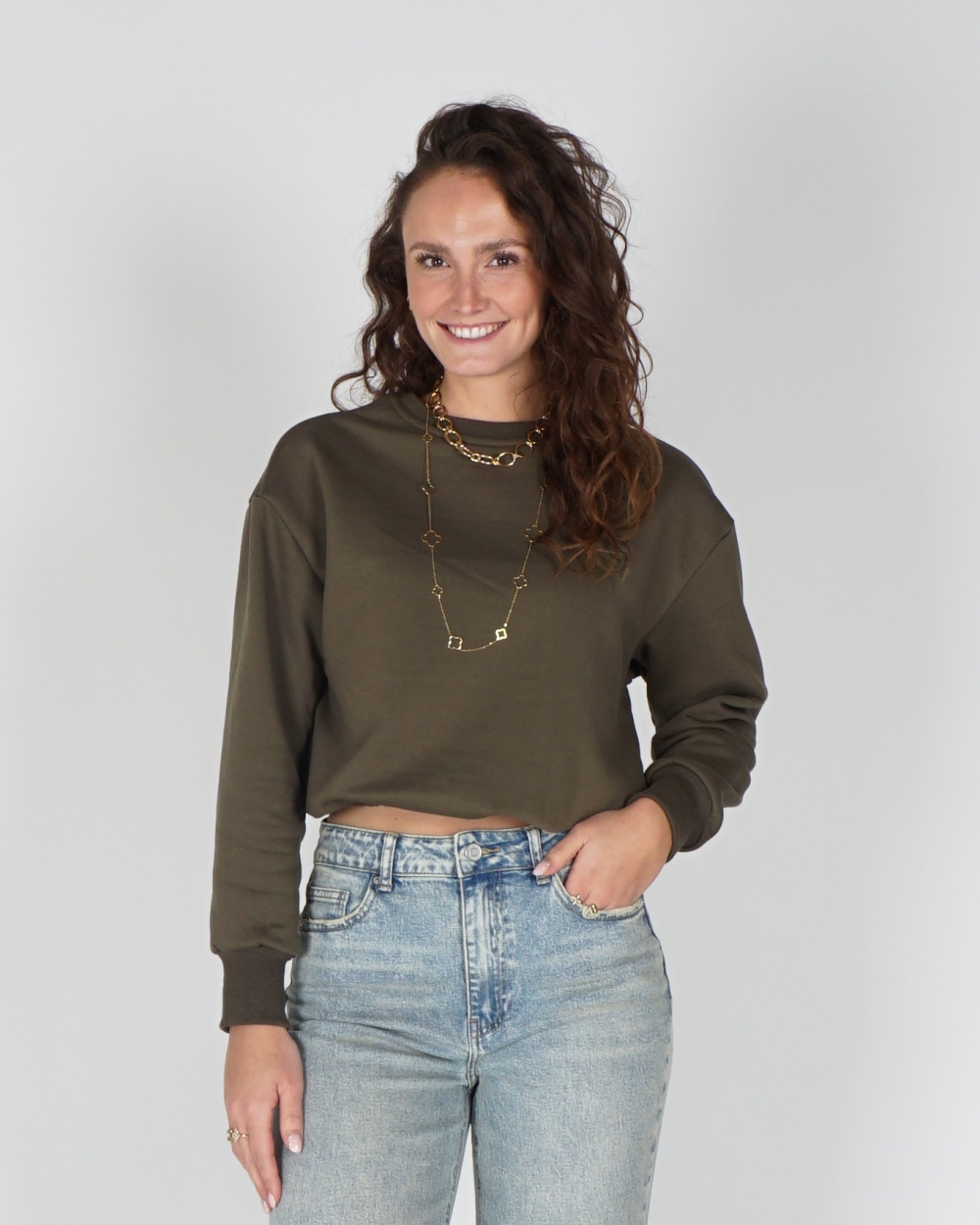 SWEATER EVIE ARMY GROEN