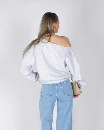 ONE SHOULDER SWEATER RHINA LICHT GRIJS