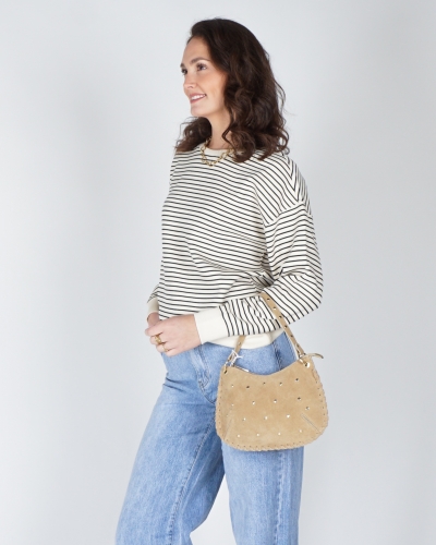MSCH Copenhagen GESTREEPTE SWEATER IMA ECRU ZWART