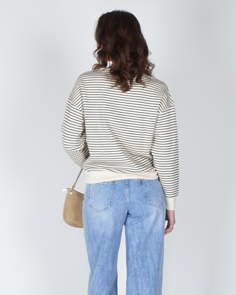 GESTREEPTE SWEATER IMA ECRU ZWART