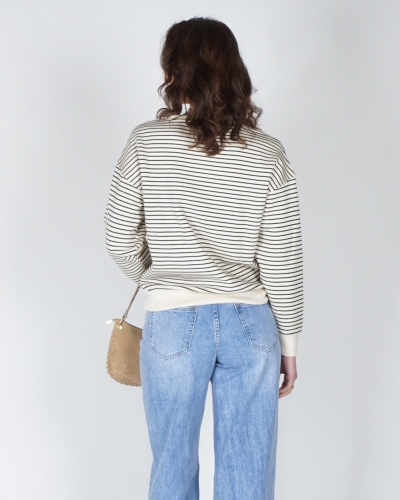 GESTREEPTE SWEATER IMA ECRU ZWART