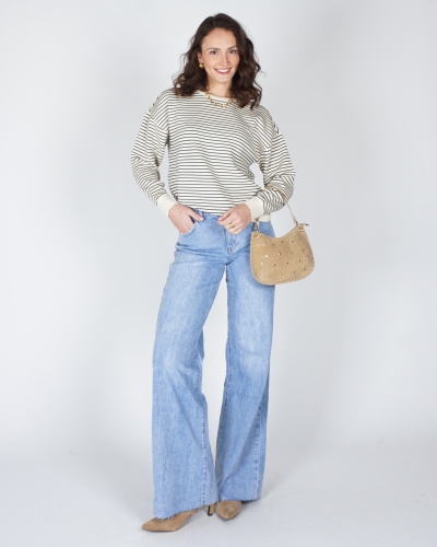GESTREEPTE SWEATER IMA ECRU ZWART