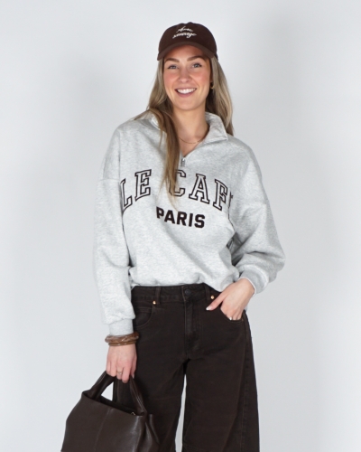 My Jewellery SWEATER MET RITS LE CAFE GRIJS/BRUIN