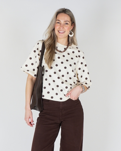 My Jewellery POLKADOT SWEATER WIT/BRUIN