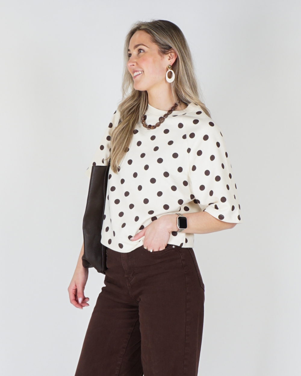 POLKADOT SWEATER WIT/BRUIN