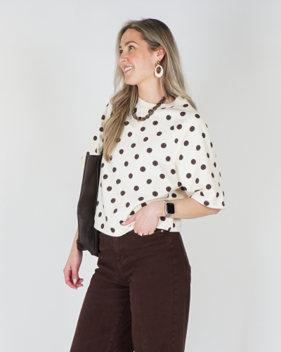 My Jewellery POLKADOT SWEATER WIT/BRUIN