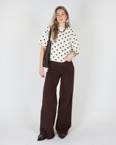 POLKADOT SWEATER WIT/BRUIN