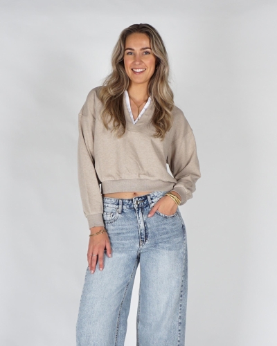 YAYA Sweatshirt met V-hals en gewev 01-109127-608