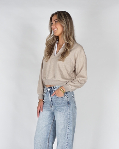 YAYA Sweatshirt met V-hals en gewev 01-109127-608