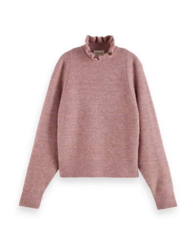 Scotch & Soda RUFFLED HIGH-NECK JUMPER ROSE 