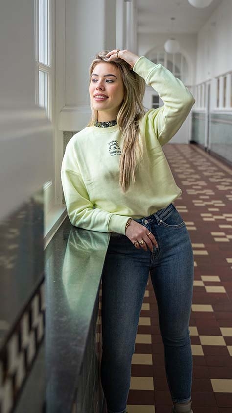 SWEATSHIRT MET TEKST GROEN 