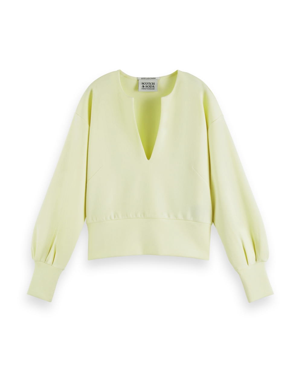 V-NECK SWEATSHIRT IN TENCEL BLEND GROEN