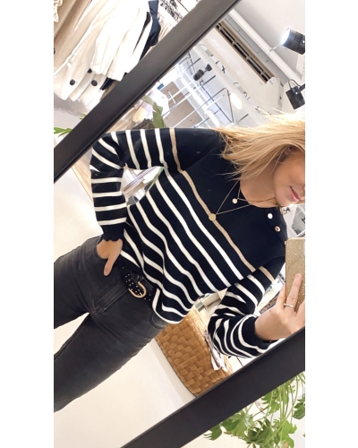 Gossip GESTREEPTE TRUI MET LUREX