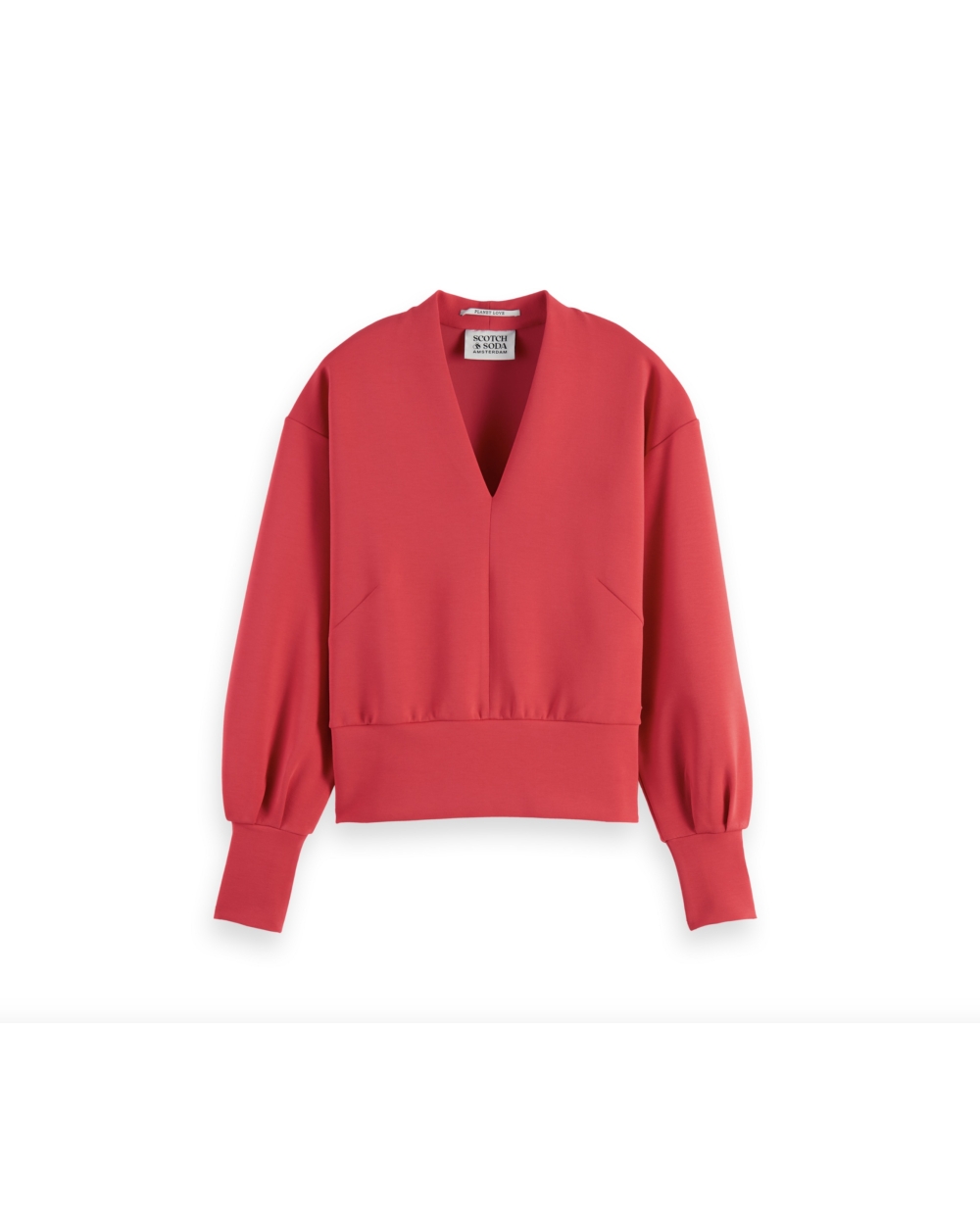 V-NECK PUFFED SLEEVED SWEATER 