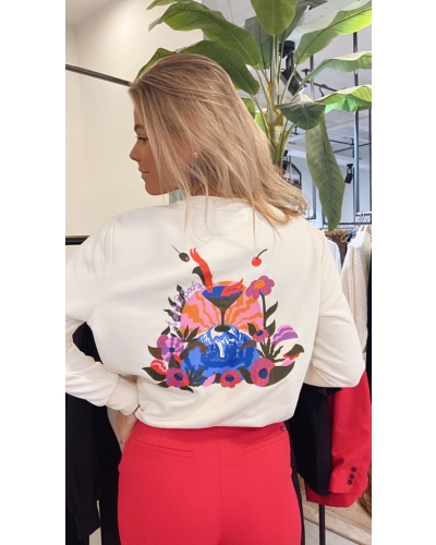 COCKTAIL PRINT CREWNECK SWEATER WIT