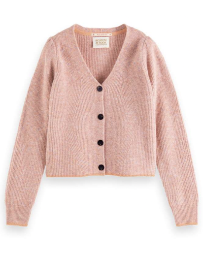 Scotch & Soda COSY LUREX GATHERED SHOULDER CARDIGAN PEACH