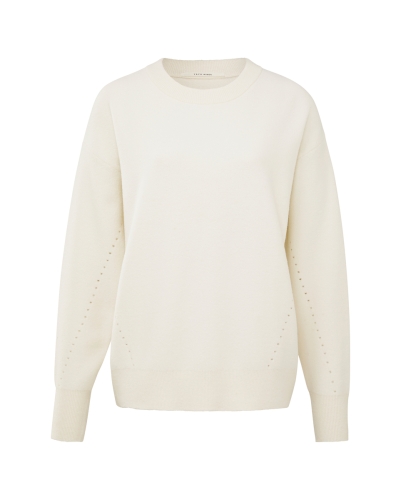 YAYA SWEATER WITH POINTELLE DETAIL WHITE