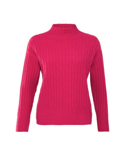 HIGH NECK RIB STITCH SWEATER ROZE