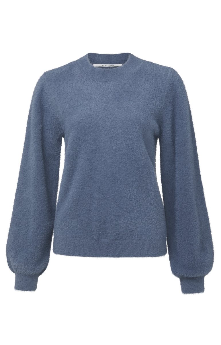 FLUFFY YARN SWEATER BLAUW