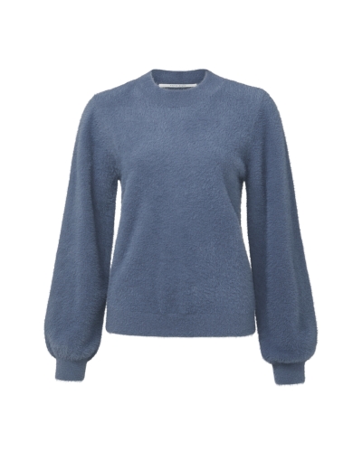 YAYA FLUFFY YARN SWEATER BLAUW