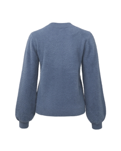 FLUFFY YARN SWEATER BLAUW