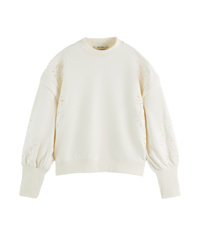 SCOTCH & SODA PUFF SLEEVE EMBROIDERY SWEATSHIRT WIT 