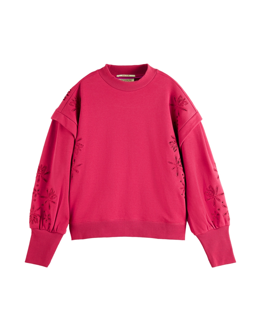 PUFF SLEEVE EMBROIDERY SWEATSHIRT ROZE 