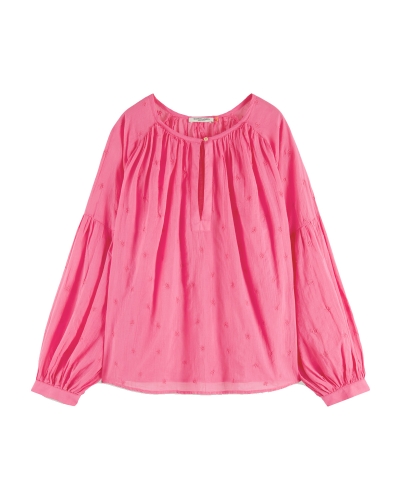 Scotch & Soda SCOTCH & SODA VOLUMINOUS POPOVER WITH ALLOVER EMB PINK