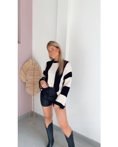 Gossip GESTREEPTE TRUI ANNA ZWART WIT