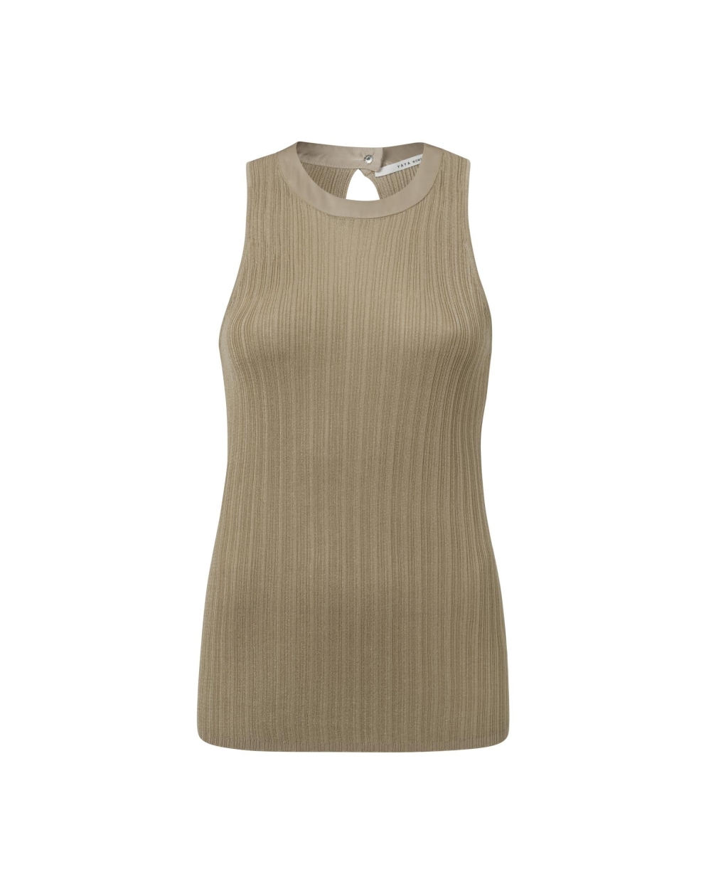 GERIBDE TOP MET HOGE HALS SAND