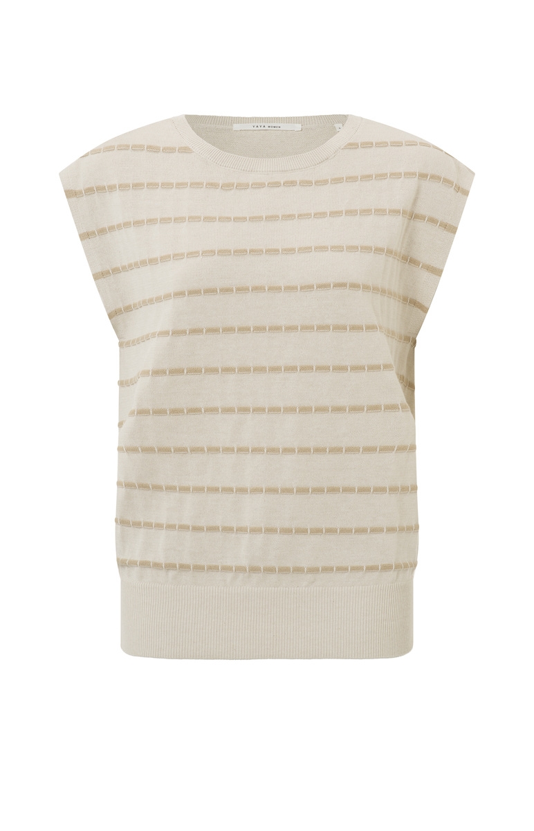 MOUWLOZE TRUI MET RONDE HALS EN RIBDETAILS 