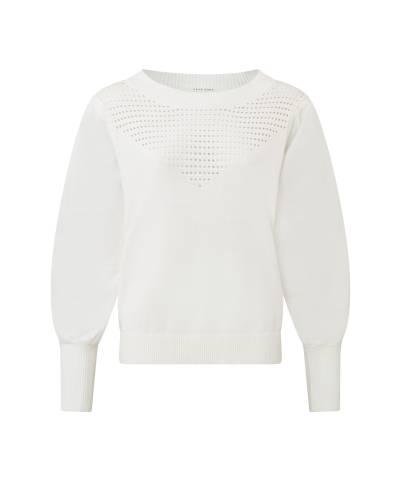 OPENGEWERKTE TRUI BLOUSE WIT