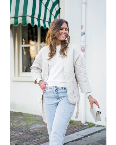 OPENGEWERKTE TRUI BLOUSE WIT