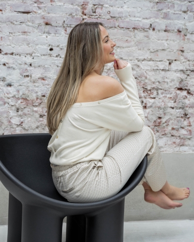 YAYA  DOUBLE V-NECK SWEATER BEIGE 