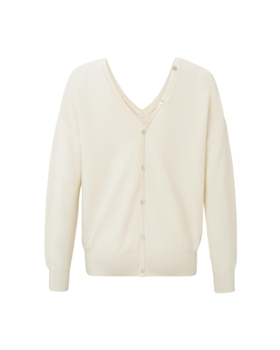  DOUBLE V-NECK SWEATER BEIGE 