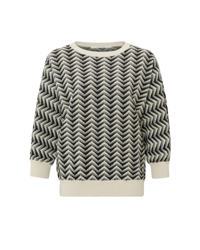 YAYA JACQUARD TRUI ZWART/WIT