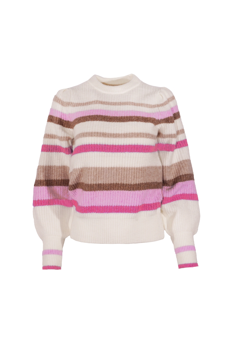 GESTREEPTE TRUI ROZE