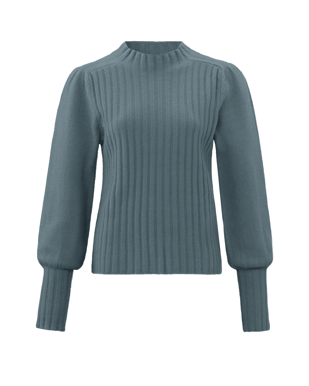 TRUI MET POFMOUWEN EN RIB DETAILS BLAUW