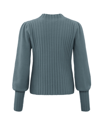 TRUI MET POFMOUWEN EN RIB DETAILS BLAUW