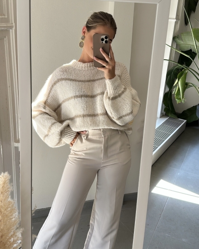 Gossip JODI GESTREEPT ECRU/TAUPE
