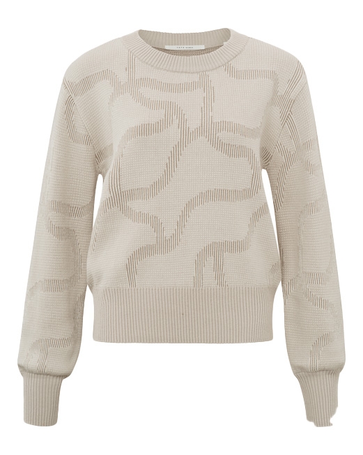 JACQUARD TRUI MET RIBDETAILS BEIGE