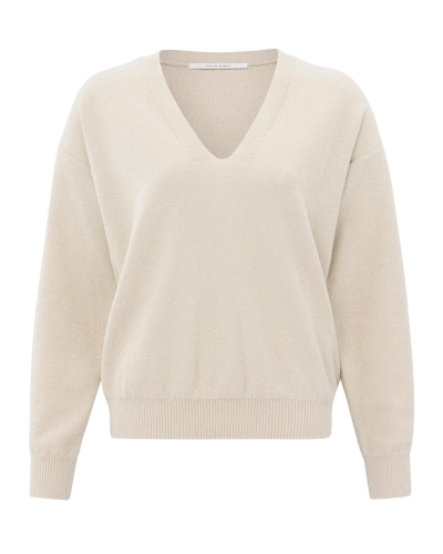 TRUI V-HALS ZACHTE STOF BEIGE