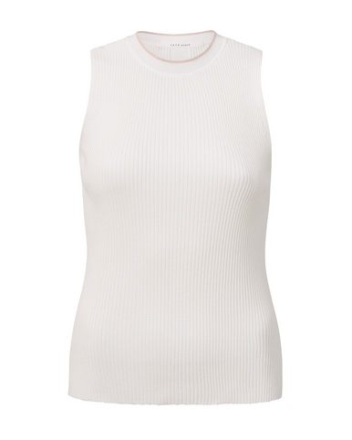 GERIBDE TANKTOP MET STREEP WIT